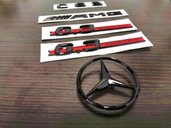 Gloss Black Red C63 AMG and Rear Star Side 6.3 AMG Emblem Badge For W204 507