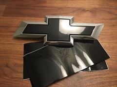 CJ 2 Silverado Gloss Black Universal Chevy Bowtie Sticker Emblem