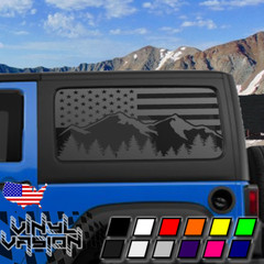 2x USAFlag Mountian Side Window Decal for 2011-2024 Jeep Wrangler JK&JKU(2 Door)