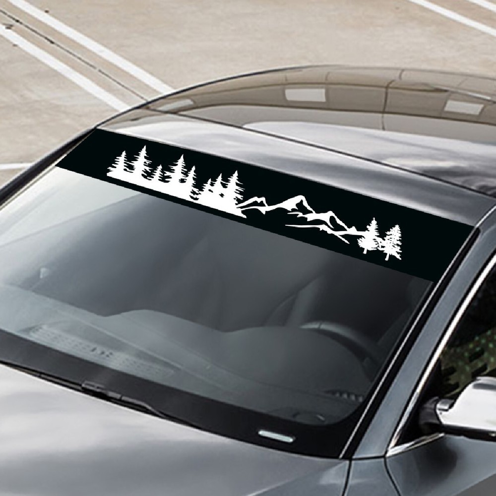 Car Front Windshield Sticker Banner Tree Mountain Graphic Vinyl Decal Decoration