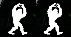 Bigfoot Spreading Love TWO White Vinyl Decals Car Truck Windows Tablet Tumblers