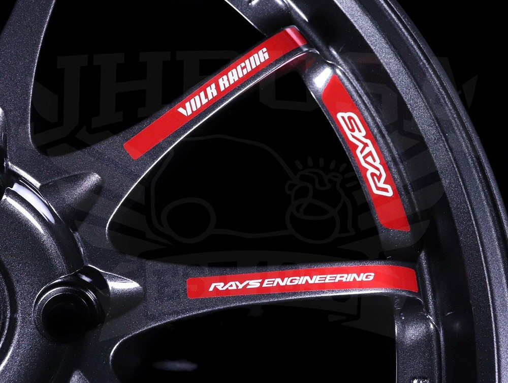 Red JDM Japan Rays Engineering VOLK Racing CE28 Club Wheel decals sticker 12pcs