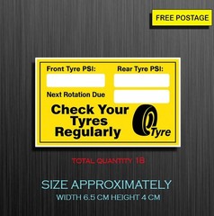 18X Check your Tyres Regularly, Self Adhesive Waterproof Vinyl Sticker
