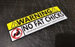 Warning No Fat Chicks Sticker Bumper Funny JDM Slammed Girl EVO STI CIVIC S15