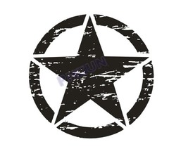 1x Black Car Door Bonnet Hood Sticker Army Military Star Graphic Decal 50 x 50cm