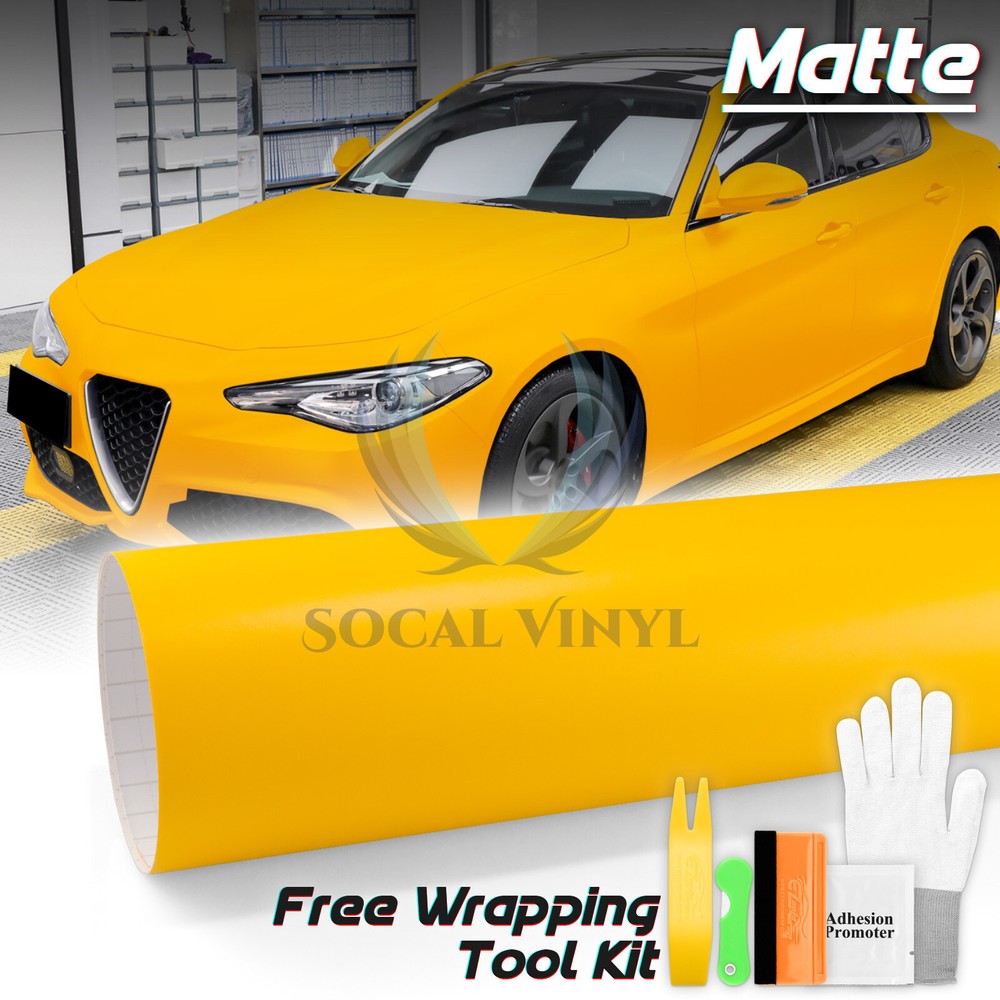 Premium Matte Flat Yellow Vinyl Car Wrap Sticker Decal Sheet Film Bubble Free
