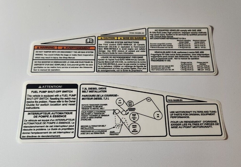 Radiator Support Decal Set Fits F250/350 7.3L DIESEL 2000-03 REPRODUCTION