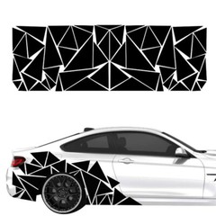 Car Body Side Geometric Triangle Graphic Decal Glossy Black Sticker Trim 78x23in