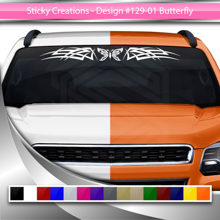 129-01 BUTTERFLY Windshield Decal Window Sticker Graphic Banner Tribal Butterfly