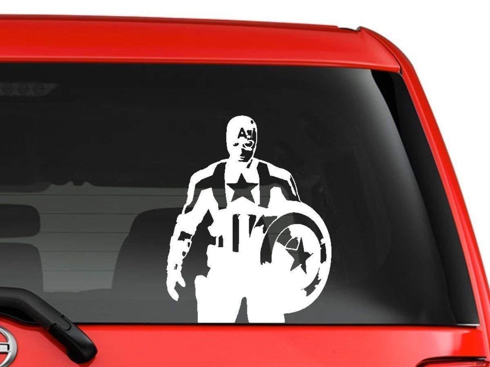 Captain America Marvel Superhero Vinyl Decal 8″ White