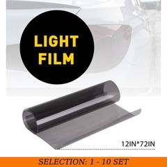 12″X72″ Gloss Light Black Smoke Headlight Tail Fog Light Tint Film Vinyl 1-10PCS