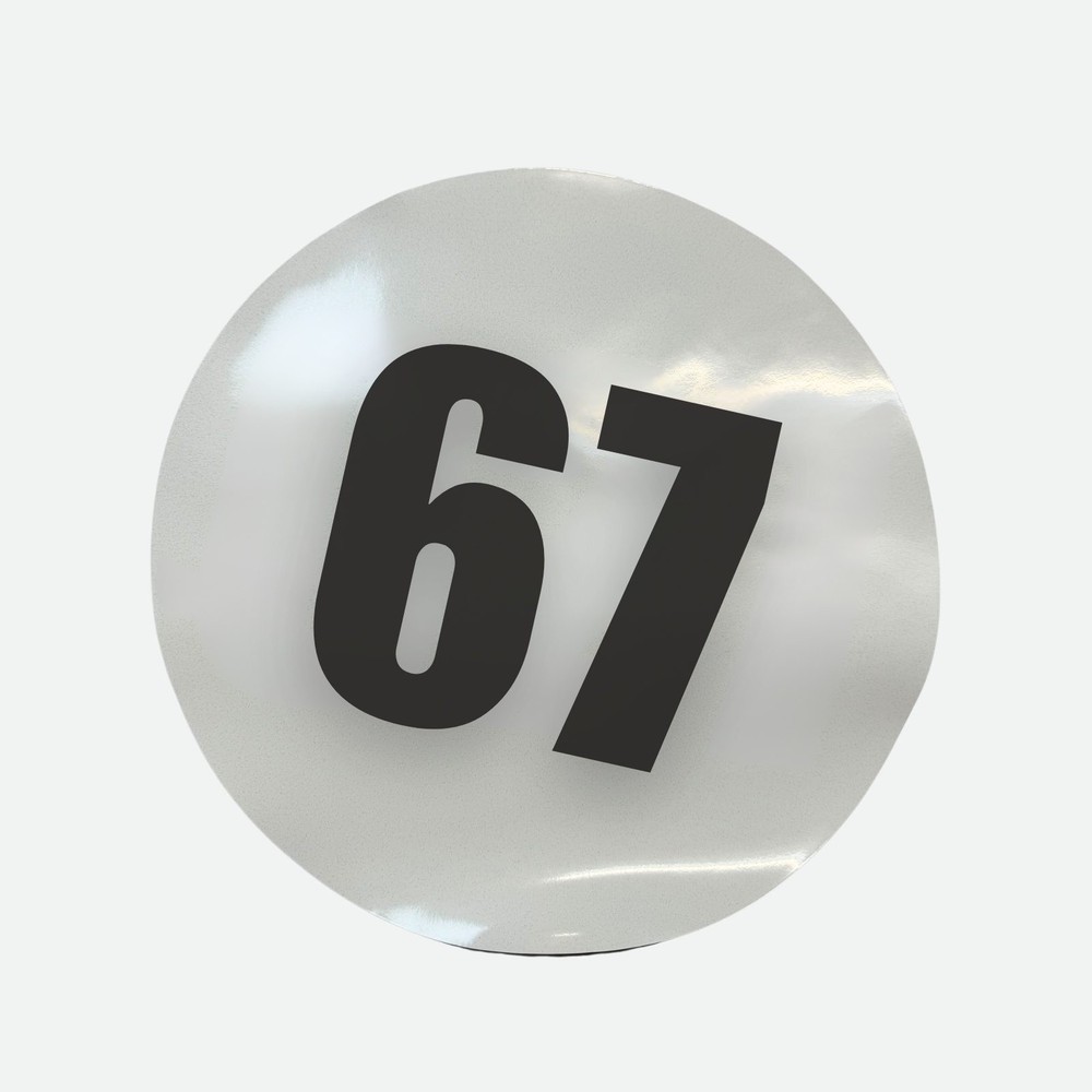 Pair of 12″ Magnetic Race Car Number 67 Circular Magnet