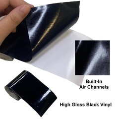 Gloss Black Vinyl Wrap for Car Trim, Window, Door 2in x 30ft Kit with Tools