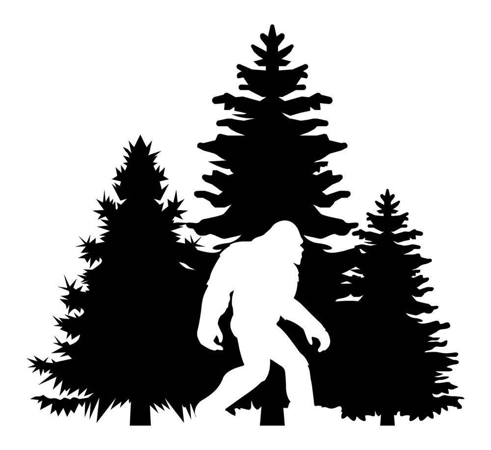 High Quality Bigfoot in trees Vinyl Decals Badge | Die Cut | Car Decal Sasquatch