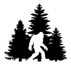High Quality Bigfoot in trees Vinyl Decals Badge | Die Cut | Car Decal Sasquatch