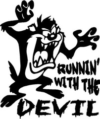 Taz Tasmanian devil running with the devil decal sticker any color