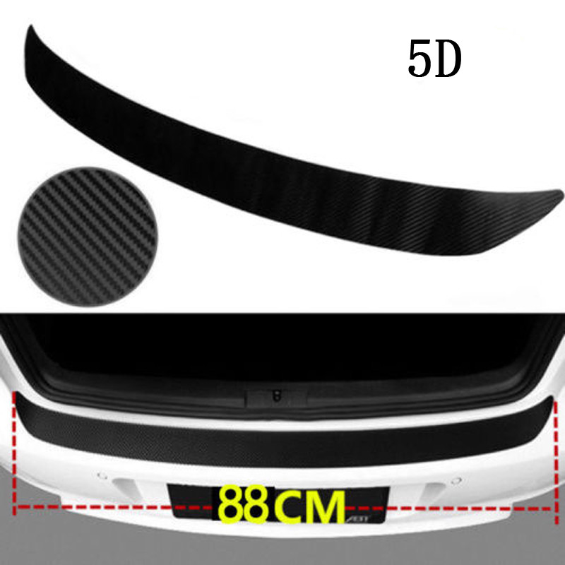 Universal Car Rear Guard Bumper Anti Scratch 5D Black Carbon Fiber Sticker Decal