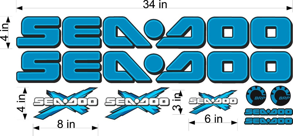 SEA-DOO Logo / BLUE / 34″ Vinyl Personal Watercraft Replacement Bonus Decals
