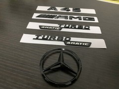 Gloss Black A45 AMG TURBO 4MATIC Rear Star Emblem PACKAGE replacement Badge W176