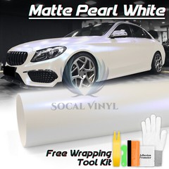 Premium Matte Pearl White To Blue Vinyl Wrap Sticker Decal Air Release Bubble