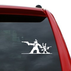 Sam & Max / Guns out Vinyl Decal | Color: White | 6″ x 2.8″