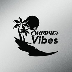 Palm Tree Summer Vibes Tropical Beach Decal Sticker | 5.5-Inches Wide