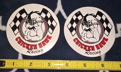 2pcs 3″ Chicken Hawk Tire Warmers Vinyl Decal Sticker AUTHENTIC Motorcycle Race