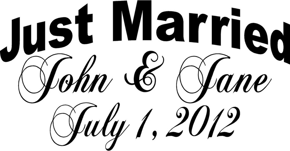 JUST MARRIED Personalized Wedding Car Vinyl Window Decal Sticker Decoration