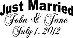 JUST MARRIED Personalized Wedding Car Vinyl Window Decal Sticker Decoration