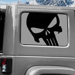 Rear Window Wrap Graphic Decal for Jeep Wrangler 2011-2020 SKULL SILVER