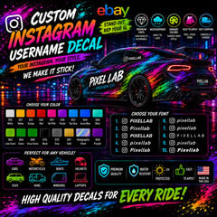Custom Instagram Handle Vinyl Decal – Custom Size Car Decal Sticker