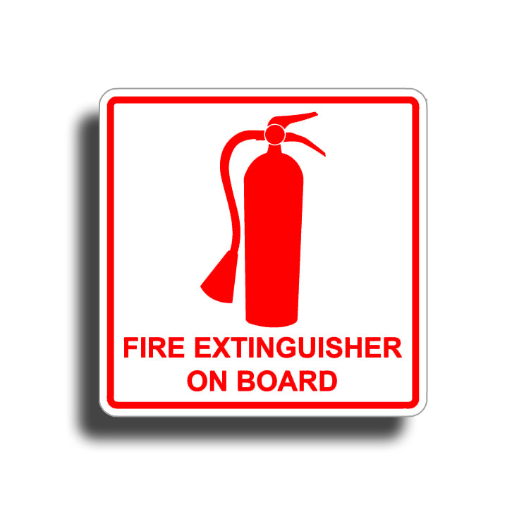 Fire Extinguisher On Board Sticker Emergency Boat Truck RV Camper Safety Decal