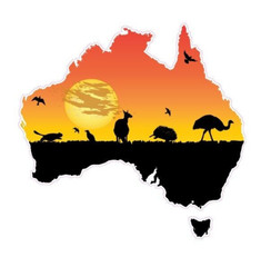 Australia map sticker decal animals vehicle motorhome van truck emu kangaroo