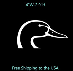 DUCK HEAD Vinyl Window Decal Glossy White # D-1 (4″W-2.9″H)