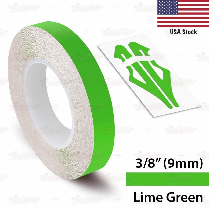 LIME GREEN 3/8″ PIN STRIPE Car Model Motorcycle Decal TAPE Vinyl Sticker 9mm