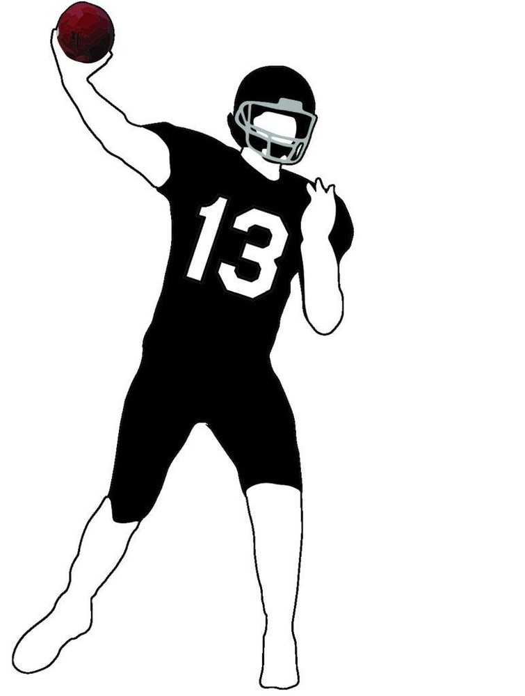 Football Quarterback Vinyl Window Decal Choose Jersey Number 0-25 and Color