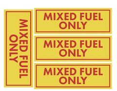 MIXED FUEL ONLY Sticker Gas Gasoline Oil MIX RACE Can Trimmer Lawn Yard Decal 4X