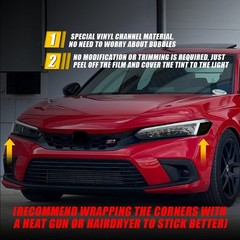 For 2022-2025 Honda Civic Headlight Side Marker Vinyl Overlay Tint Decals Black