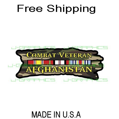 Combat Veteran AFGHANISTAN Decal Sticker Tattered USA Military Soldier A