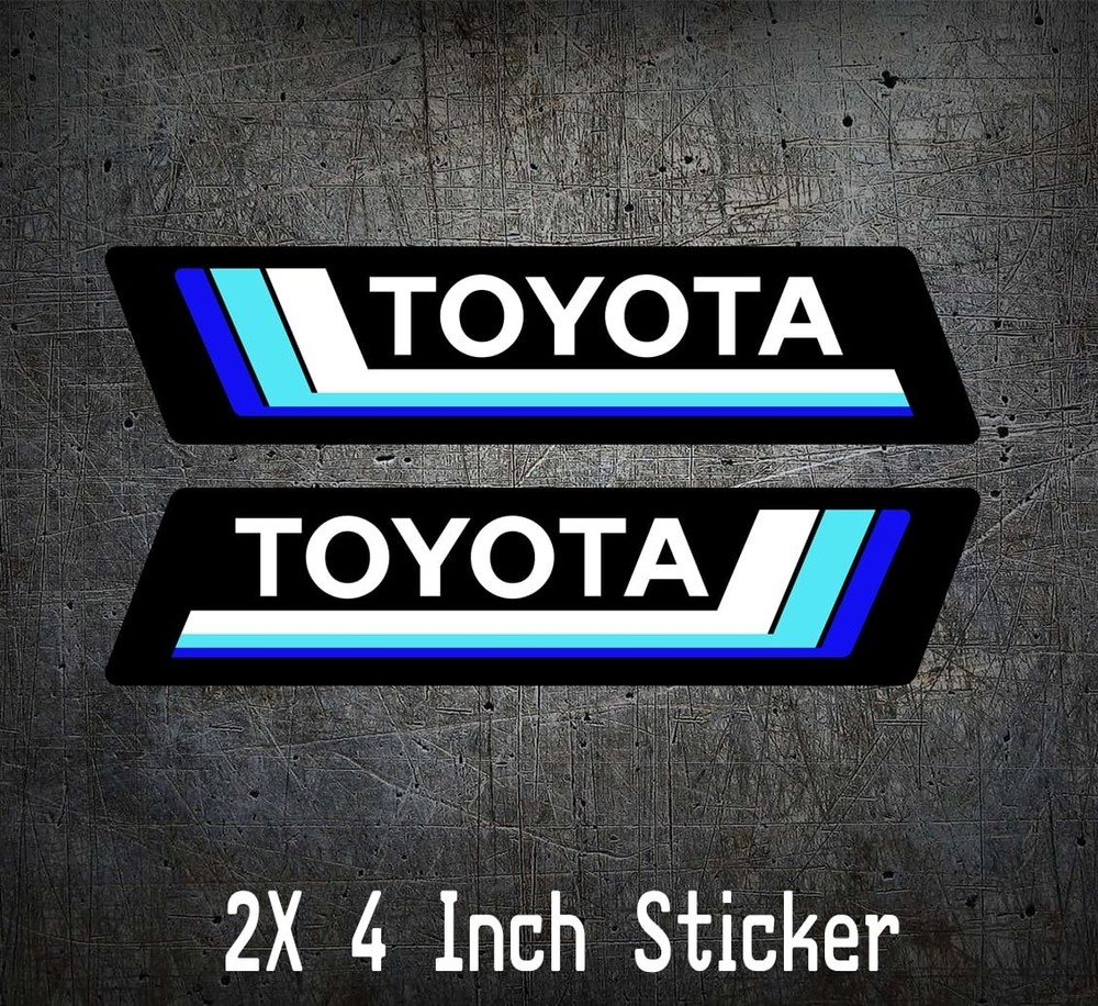 TOYOTA Sticker Retro Tacoma 4Runner Land Cruiser FJ Rav4 Set of 2 JDM, Blue