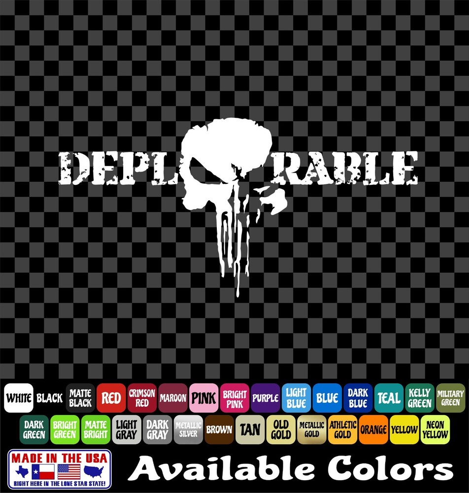 DEPLORABLE Punisher skull Sticker TRUMP 2024 Make keep America Great Again Decal