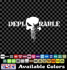 DEPLORABLE Punisher skull Sticker TRUMP 2024 Make keep America Great Again Decal