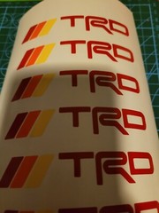 TRD STICKERS PACK OF 6 2″INCH WIDE X 1/2″ high Color Red Yellow Orange