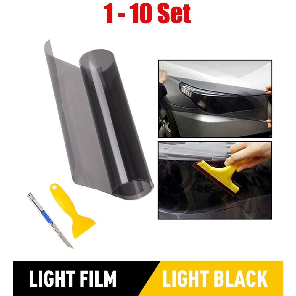 1-10Set 12″X 72″ Light Smoke Fog Headlight Taillight Film Tint Vinyl Replace