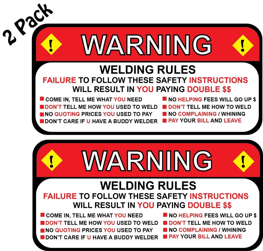 Welding Rules Warning Lincoln & Miller Welders Decal Sticker 2.5″ x 5.25″ p189