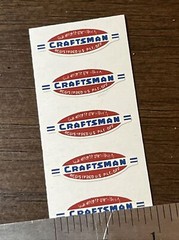 Craftsman Tools 109 Lathe handle vintage style tool decal 1946, 7/8″ 5 for 1