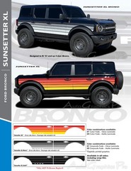 2021-2026 Ford Bronco Stripes Side Decals XL DIGITAL BLACK WHITE Door Graphics