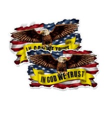 American Flag Eagle In God We Trust Decal Mirrored Pro America pair 6″ x 3.4″