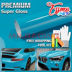 ESSMO PET Super Gloss Miami Blue Car Vehicle Vinyl Wrap Decal Glossy Like Paint