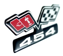 Chevy 454 (FLAGS) EMBLEM Super Sized BLACK